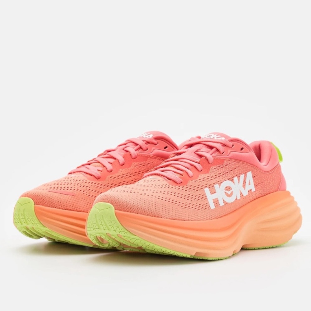 Hoka Bondi Coral/Papaya/Lime -size 6